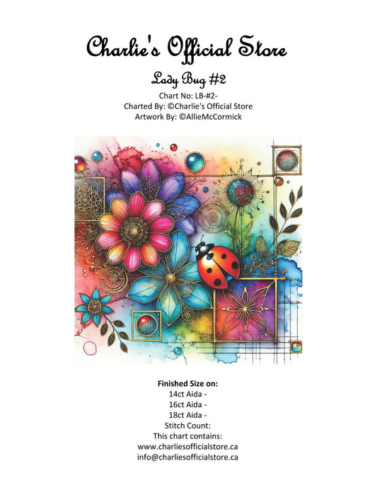 Counted Cross Stitch - Lady Bug #2 - Digital Download PDF download file (Copy) Charlie's Official Store