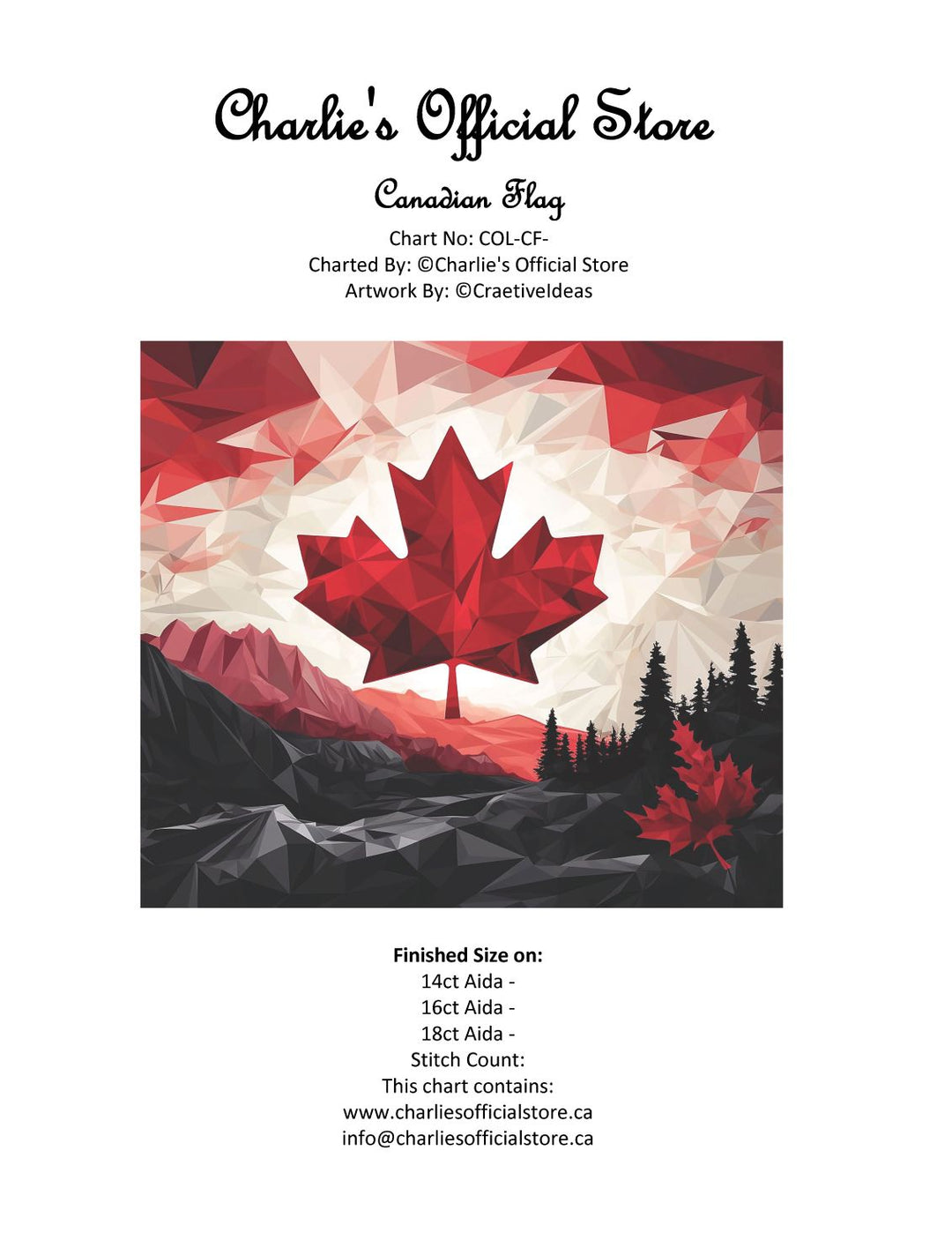Counted Cross Stitch - Canadian Flag - Digital Download PDF download file