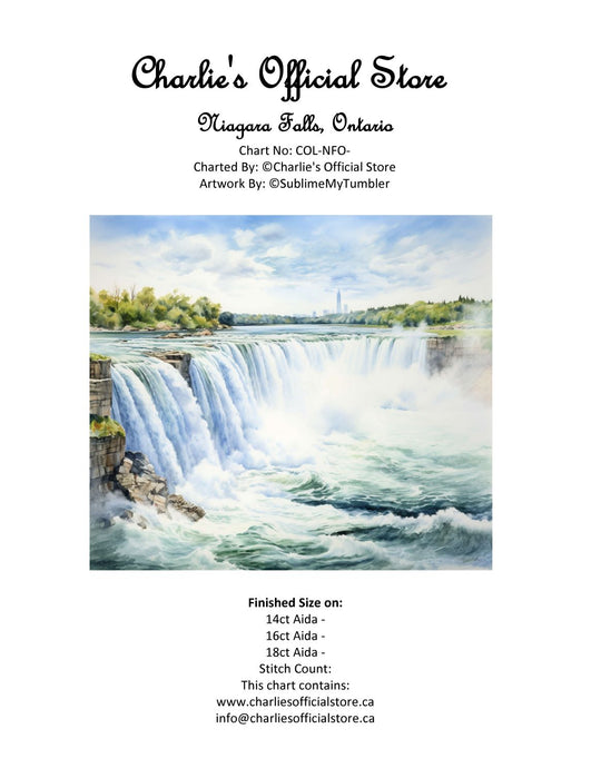 Counted Cross Stitch - Niagara Falls, Ontario - Full Coverage Digital Download PDF Format
