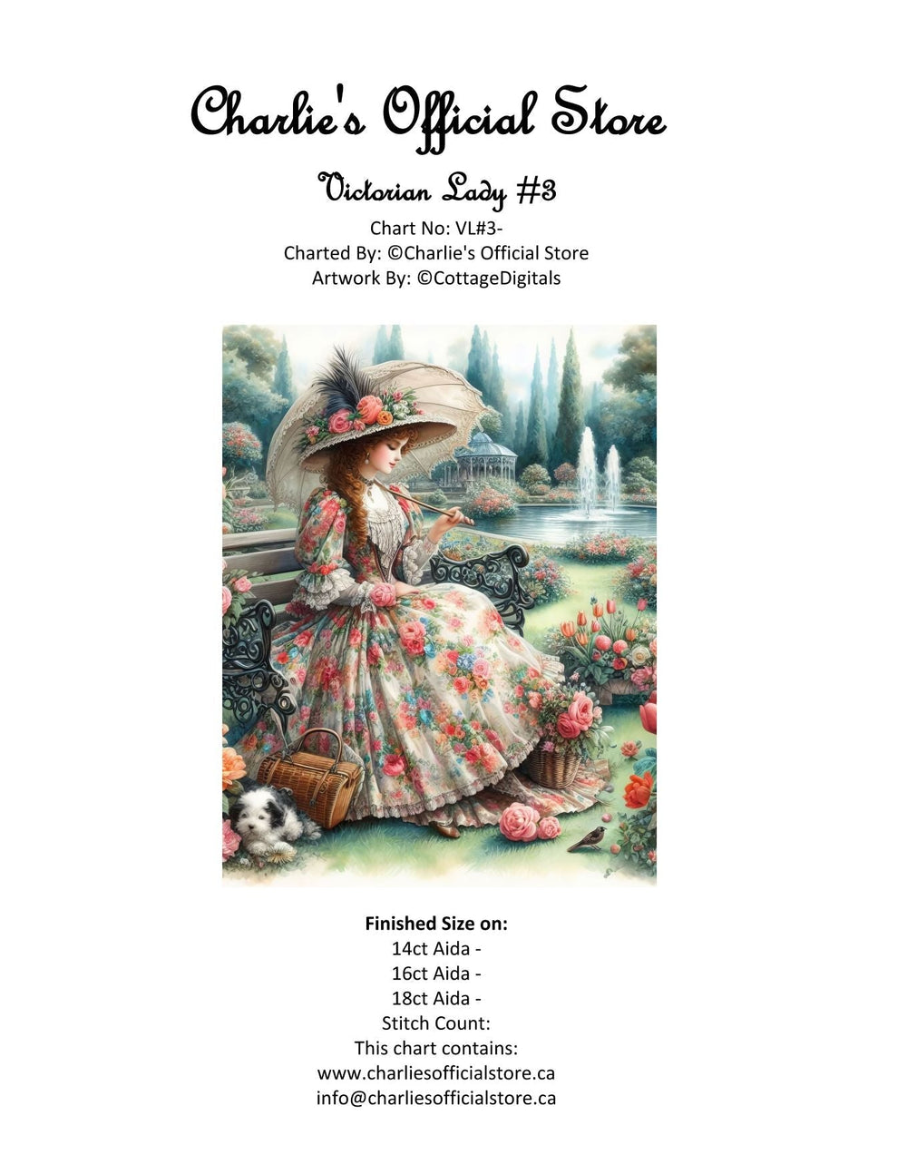 Counted Cross Stitch - Victorian Lady #9 - Digital Download PDF download file Charlie's Official Store