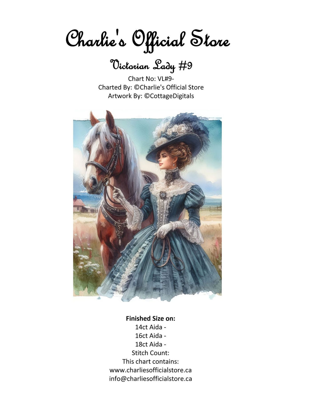 Counted Cross Stitch - Victorian Lady #9 - Digital Download PDF download file (Copy) Charlie's Official Store
