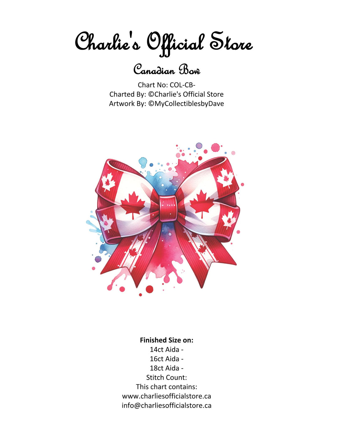 Counted Cross Stitch - Canadian Bow - Digital Download PDF download file