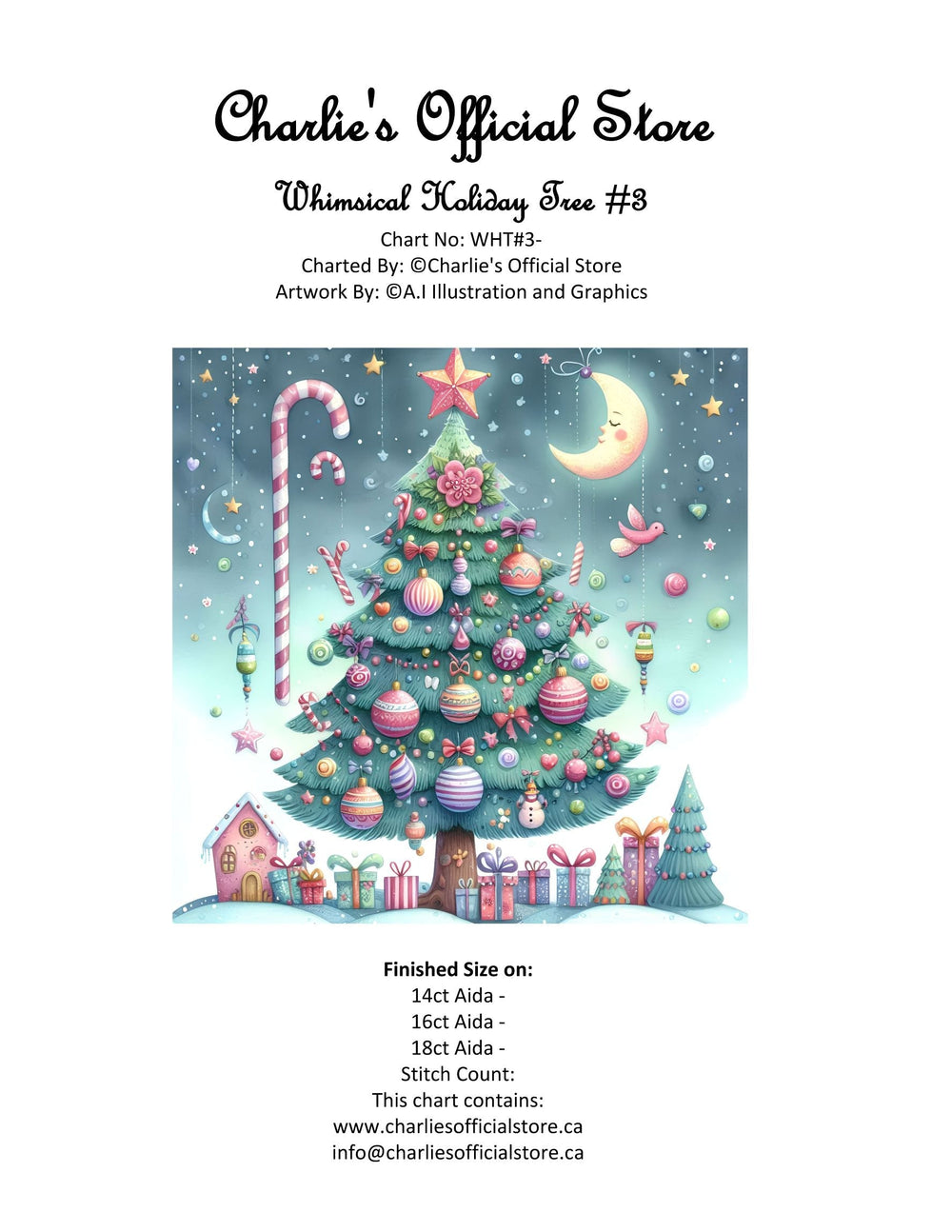 Counted Cross Stitch - Whimsical Holiday Tree #3 - Digital Download PDF download file (Copy) Charlie's Official Store