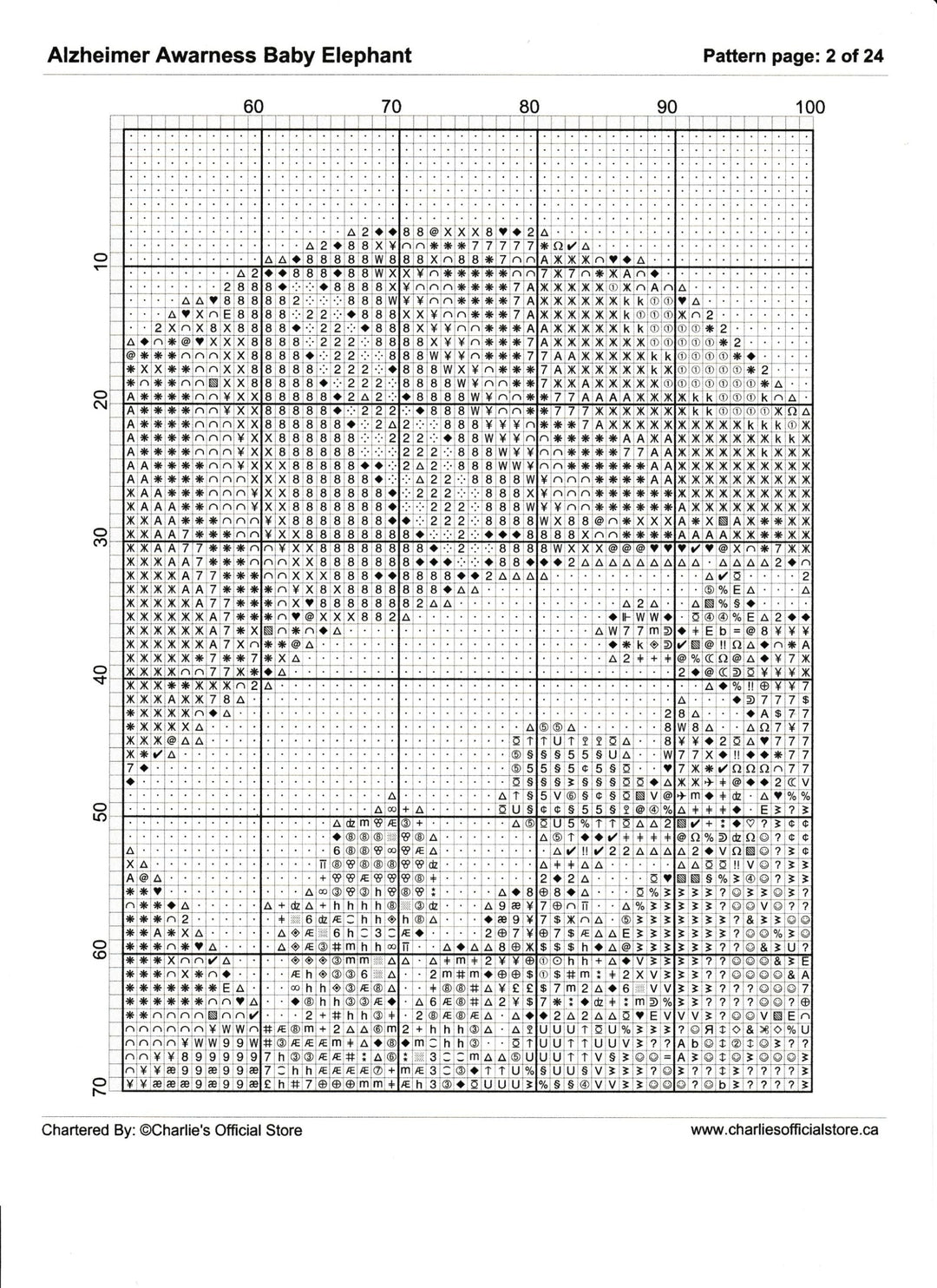 Counted Cross Stitch - Alzheimer Awareness Baby Elephant - Digital Download PDF download file Charlie's Official Store