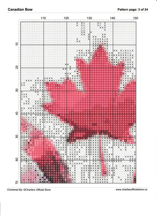 Counted Cross Stitch - Canadian Bow - Digital Download PDF download file (Copy) Charlie's Official Store