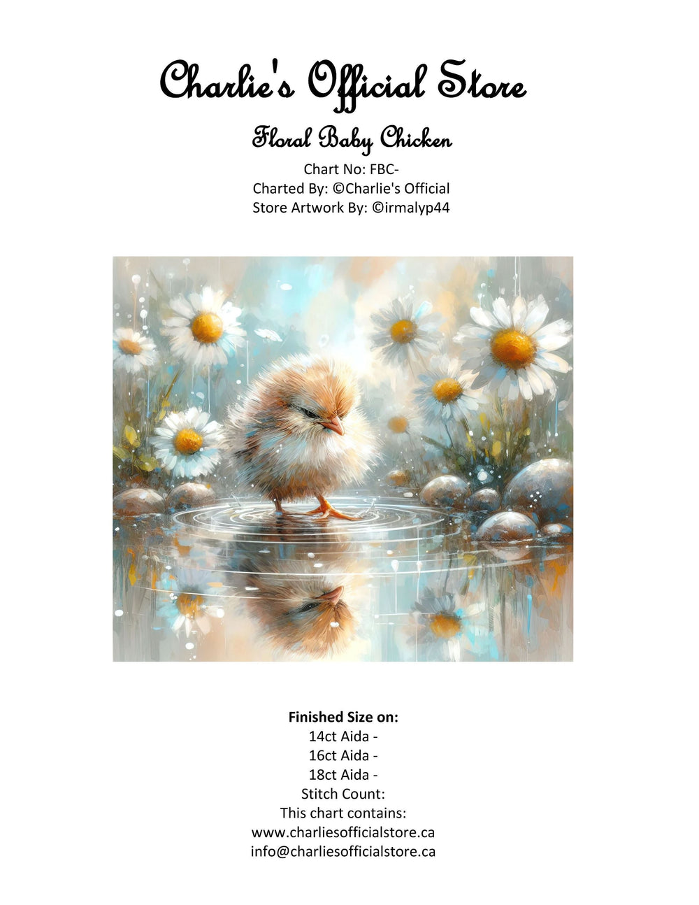 Counted Cross Stitch - Floral Baby Chicken - Digital Download PDF download file (Copy) Charlie's Official Store