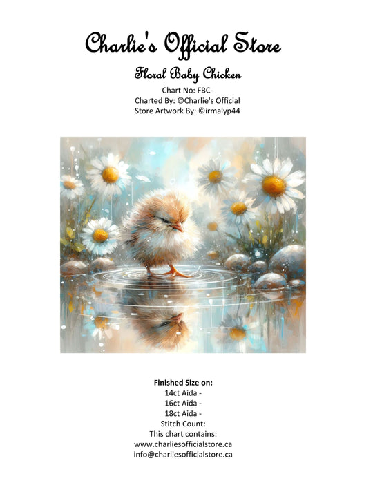 Counted Cross Stitch - Floral Baby Chicken - Digital Download PDF download file (Copy) Charlie's Official Store