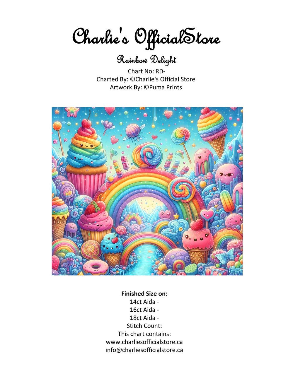 Counted Cross Stitch - Rainbow Delight - Digital Download PDF download file (Copy) Charlie's Official Store