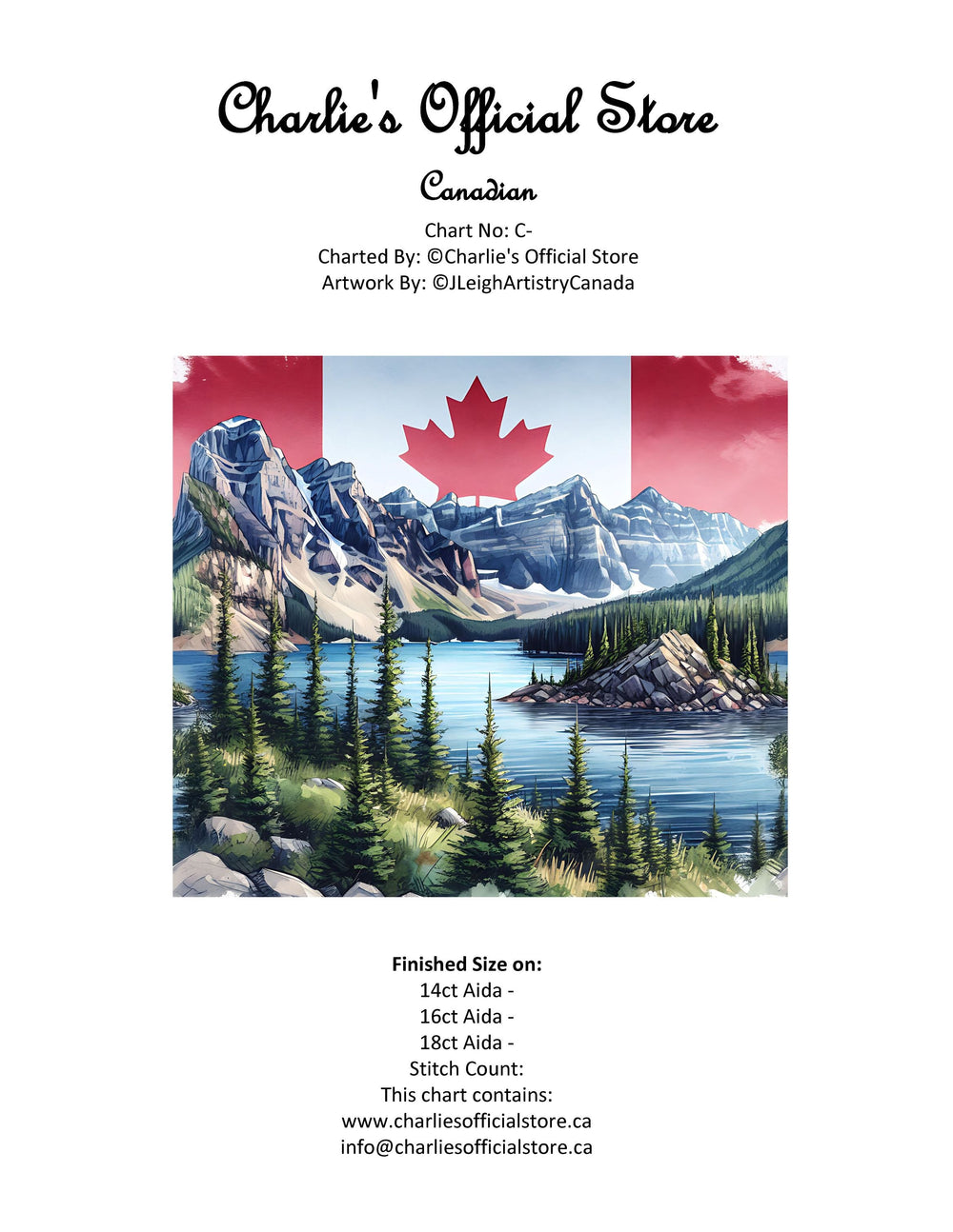 Counted Cross Stitch - Canadian - Digital Download PDF download file Charlie's Official Store