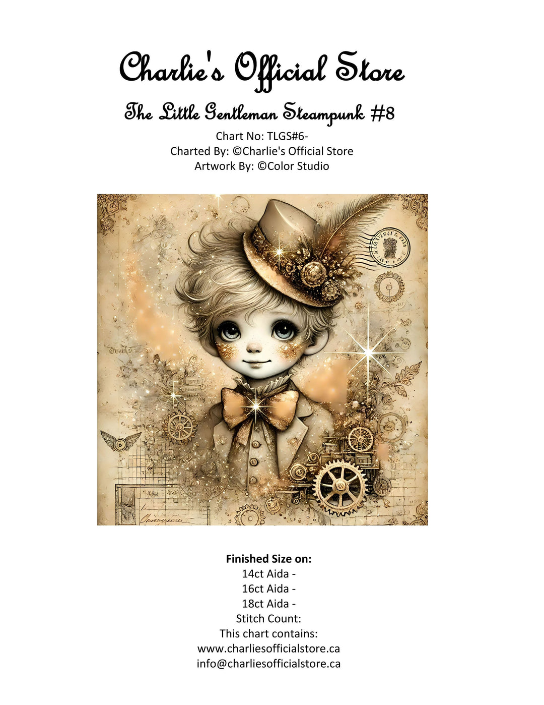 Counted Cross Stitch - The Little Gentleman Steampunk #8 - Digital Download PDF download file (Copy) Charlie's Official Store