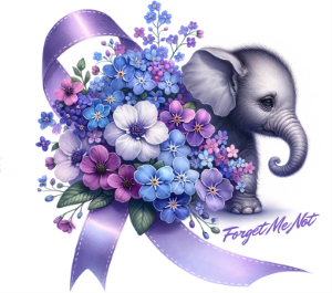 Counted Cross Stitch - Alzheimer Awareness Baby Elephant - Digital Download PDF download file Charlie's Official Store