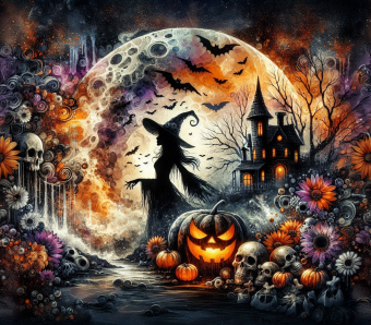 Counted Cross Stitch - Halloween Witch - Digital Download PDF download file Charlie's Official Store