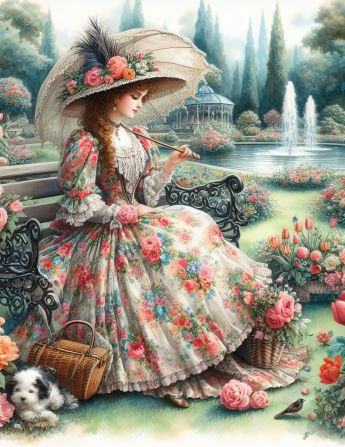 Counted Cross Stitch - Victorian Lady #9 - Digital Download PDF download file Charlie's Official Store
