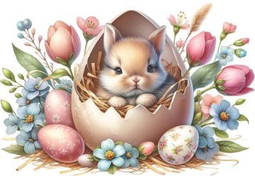 Counted Cross Stitch - Cute Spring Bunny #5 - Digital Download PDF download file