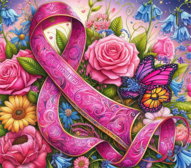 Counted Cross Stitch - Pink Ribbon Breast Cancer #2- Digital Download PDF download file Charlie's Official Store