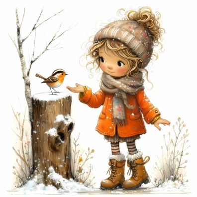 Counted Cross Stitch - Little Girl With Bird #10 - Digital Download PDF download file (Copy) Charlie's Official Store