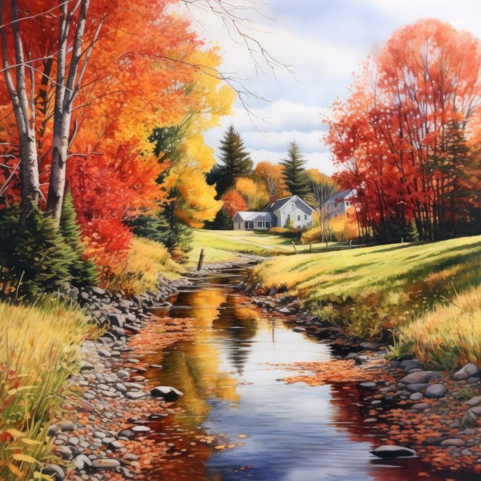 Counted Cross Stitch - Autumn In Vermont - Digital Download PDF download file Charlie's Official Store