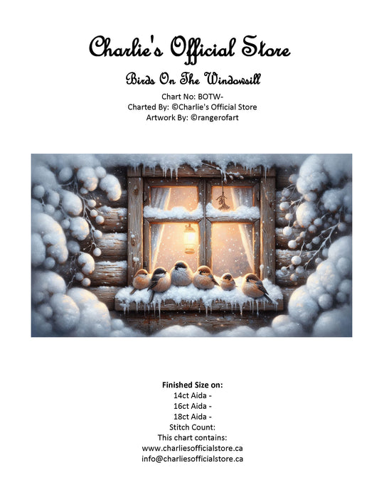 Counted Cross Stitch Birds On The Windowsill  Full Coverage Digital Download PDF File Charlie's Official Store