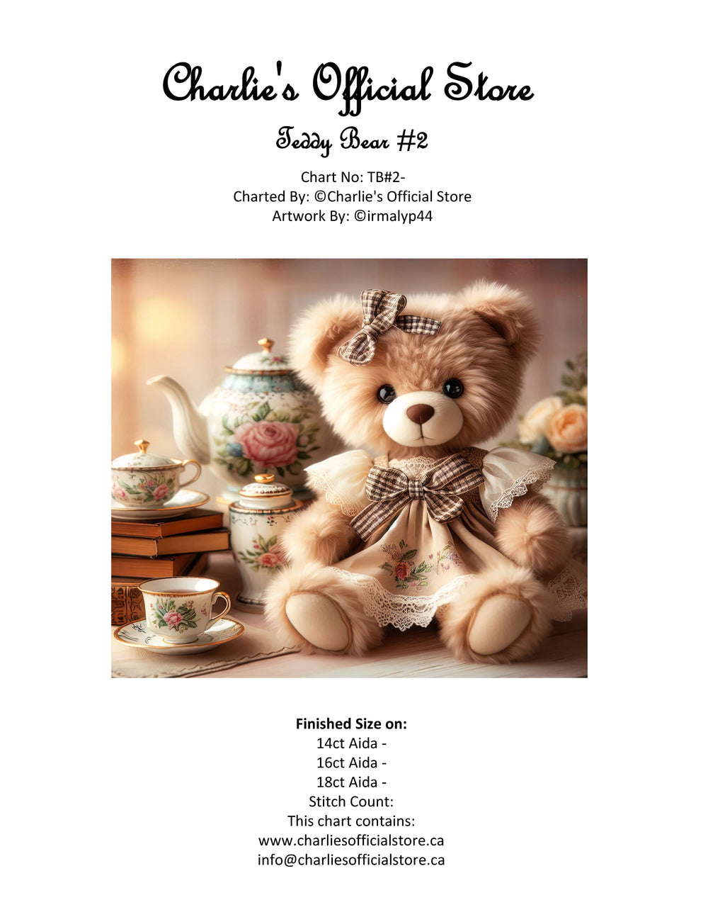 Counted Cross Stitch - Teddy Bear #2 - Digital Downlod PDF (Copy) Charlie's Official Store