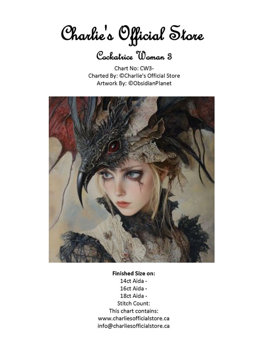 Counted Cross Stitch Cockatrice Women #3 - Digital Download PDF download file