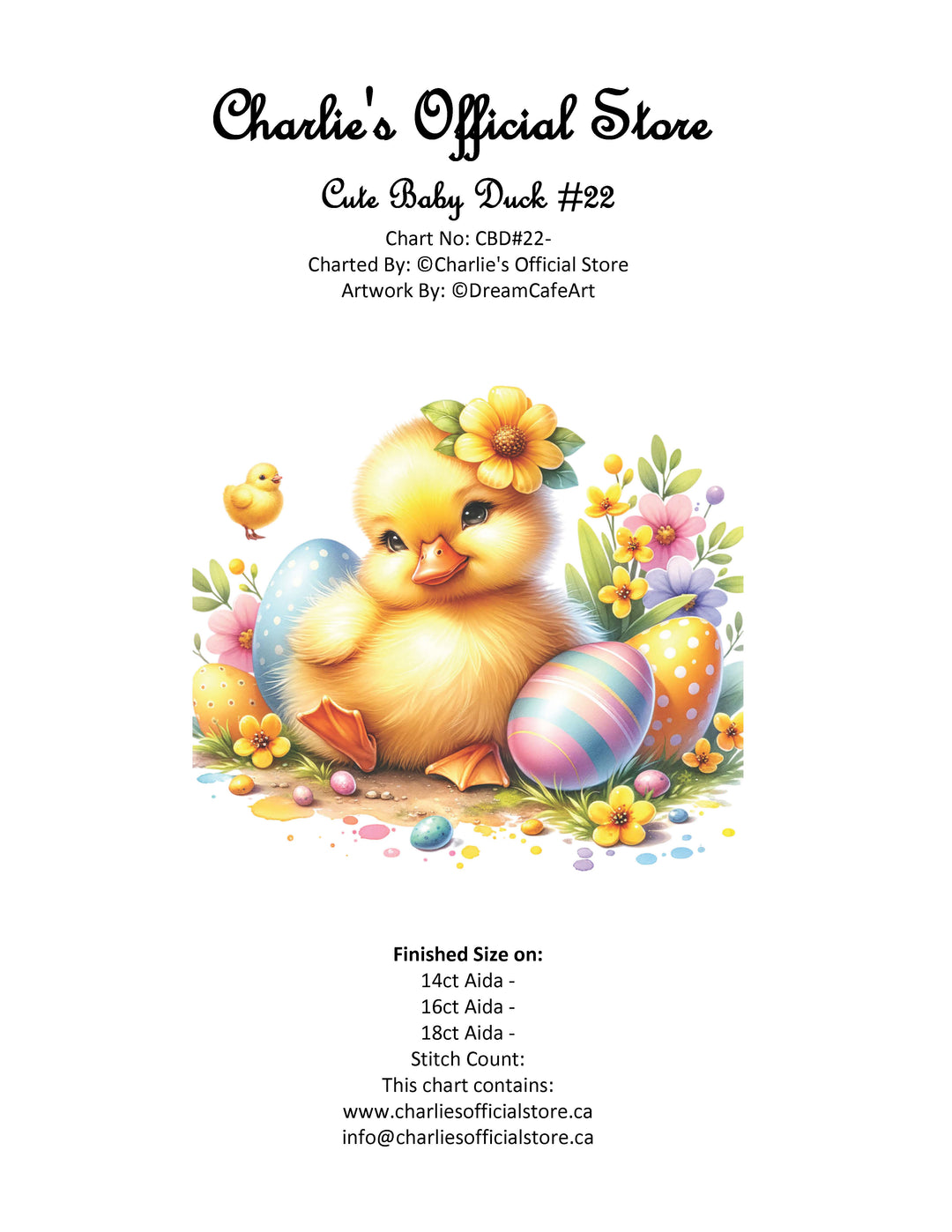 Counted Cross Stitch - Cute Baby Duck #22 - Digital Download PDF download file