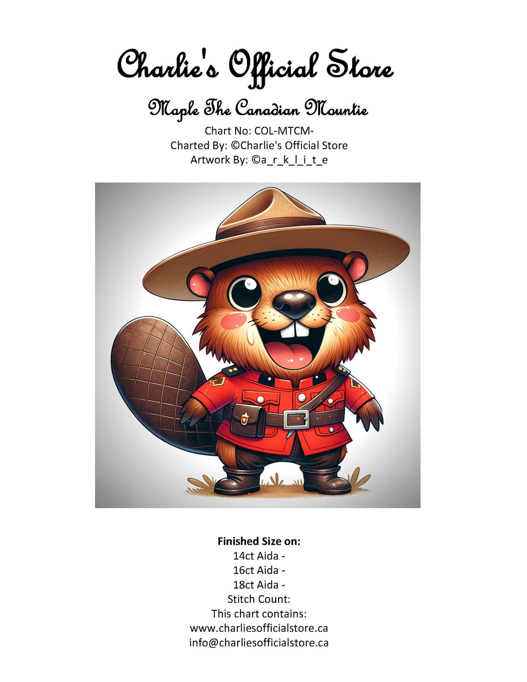 Counted Cross Stitch - Maple The Canadian Mountie - Digital Download PDF download file