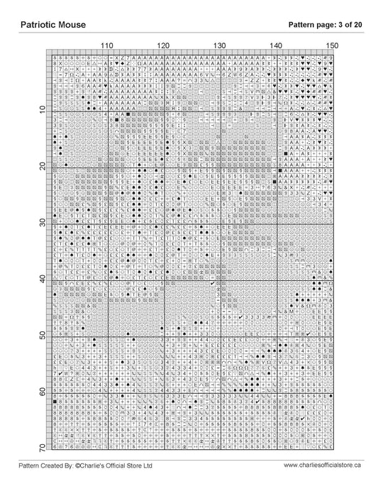 Patriotic Mouse Counted Cross-Stitch Digital Download - Charlie's Diamond Painting