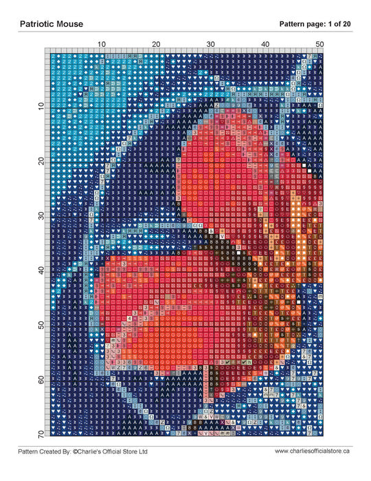 Patriotic Mouse Counted Cross-Stitch Digital Download - Charlie's Diamond Painting