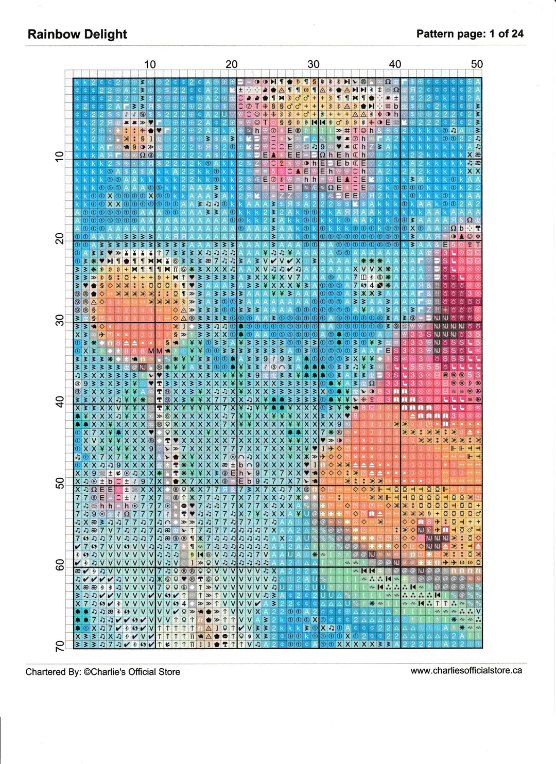 Counted Cross Stitch - Rainbow Delight - Digital Download PDF download file (Copy) Charlie's Official Store