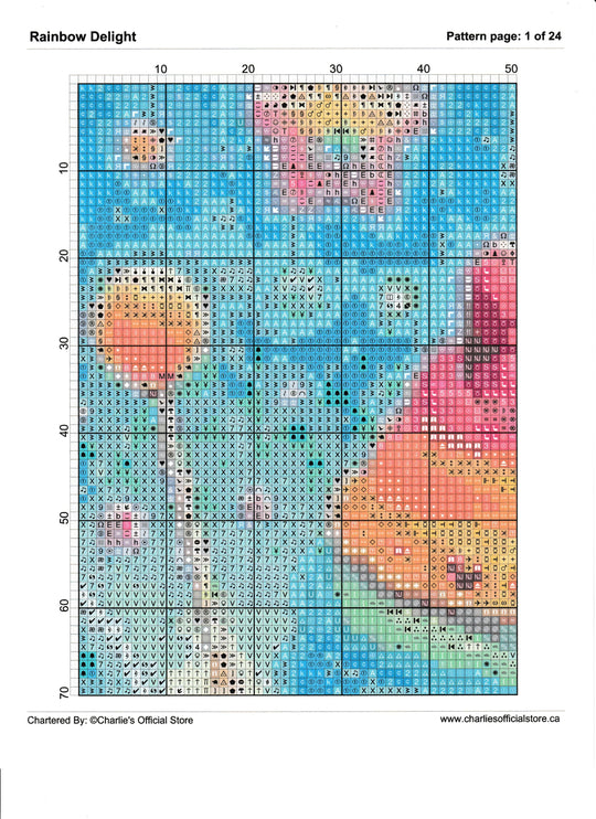 Counted Cross Stitch - Rainbow Delight - Digital Download PDF download file (Copy) Charlie's Official Store