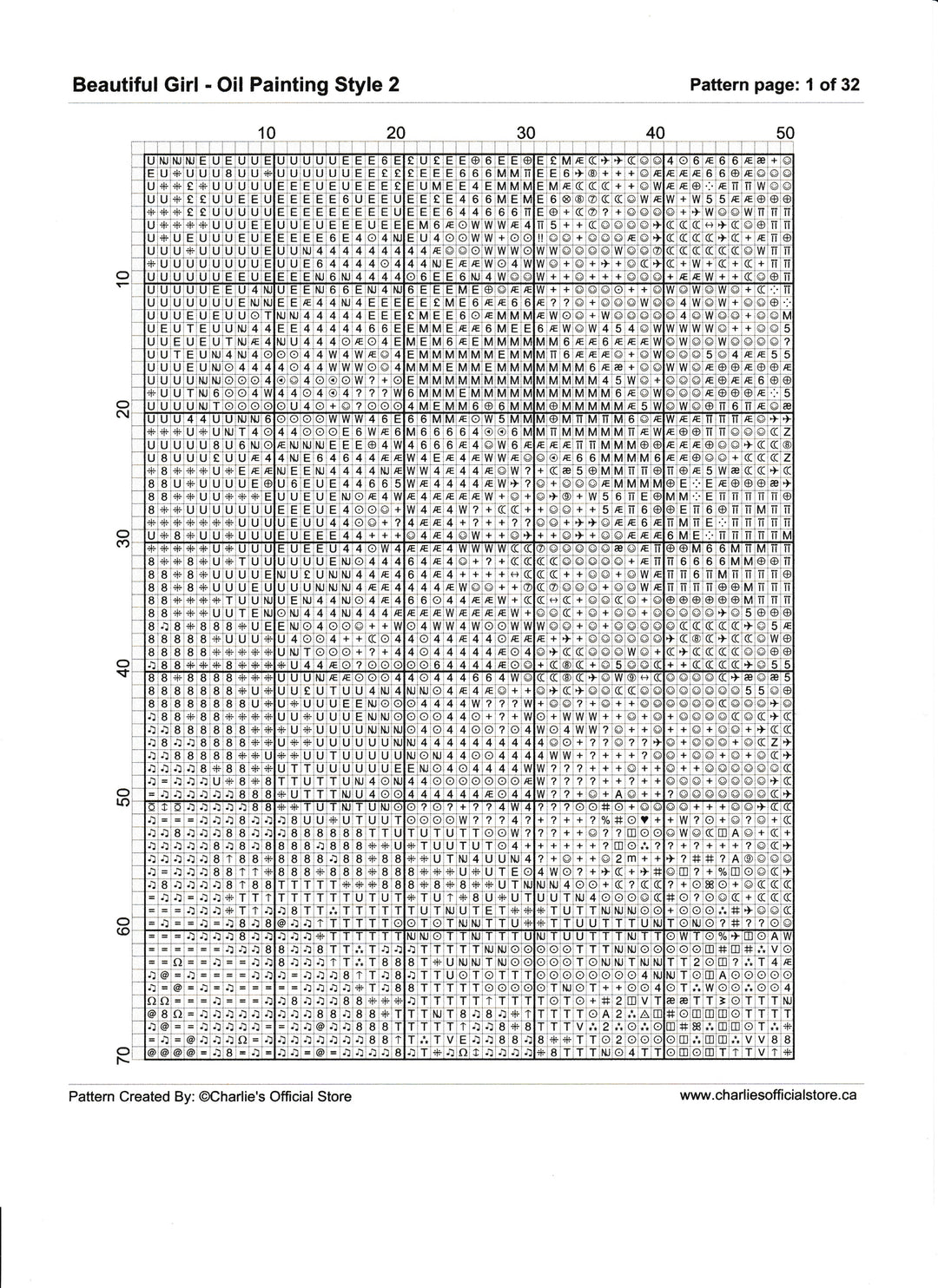 Counted Cross Stitch Beautiful Girl - Oil Painting Style 2 Digital Download PDF Format (Copy) Charlie's Official Store