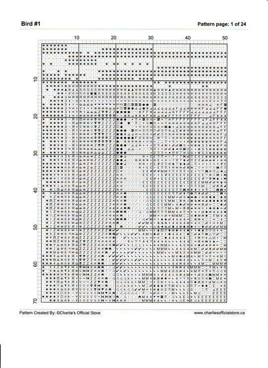 Counted Cross Stitch - Bird #1 - Digital Download PDF download file