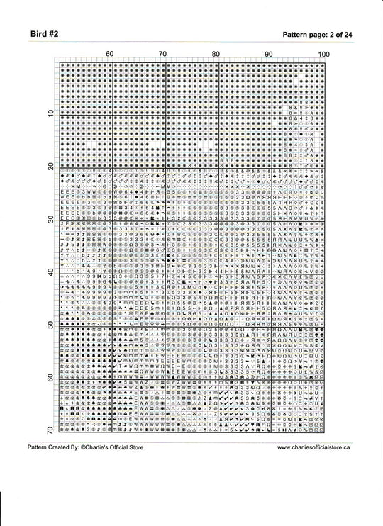 Counted Cross Stitch - Bird #2 - Digital Download PDF download file