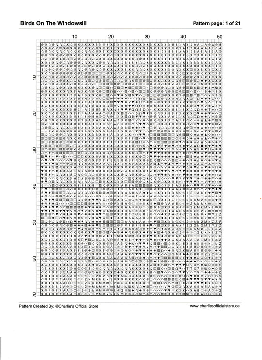 Counted Cross Stitch Birds On The Windowsill  Full Coverage Digital Download PDF File Charlie's Official Store