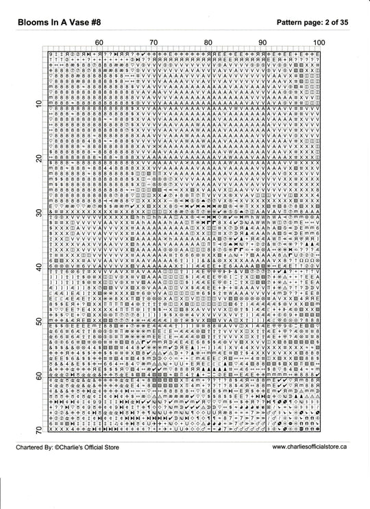 Counted Cross Stitch - Blooms In A Vase #7 - Digital Download PDF Charlie's Official Store