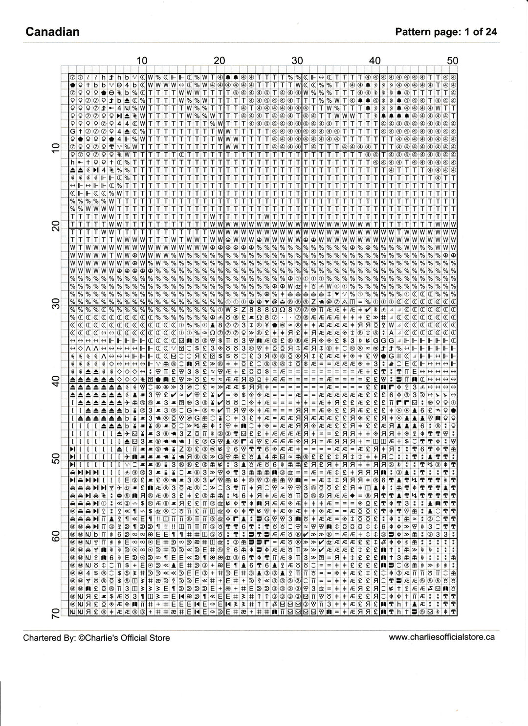 Counted Cross Stitch - Canadian - Digital Download PDF download file Charlie's Official Store