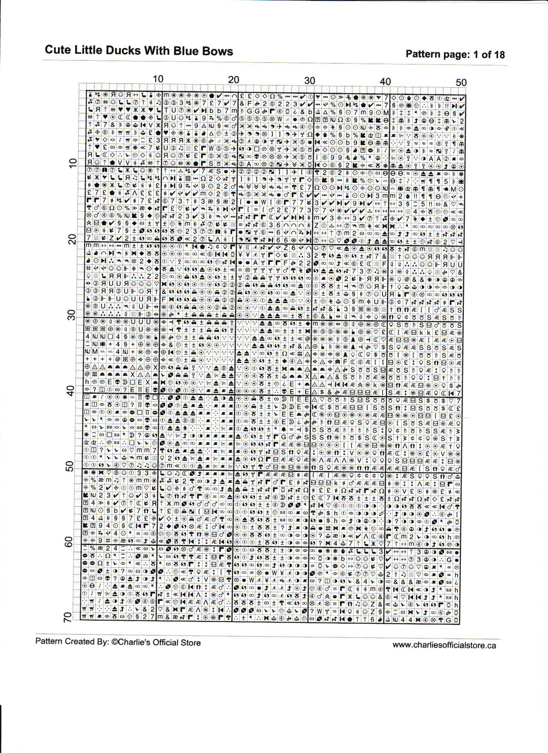 Counted Cross Stitch- Cute Little Ducks With Blue Bows - Full Coverage Digital Download PDF Format