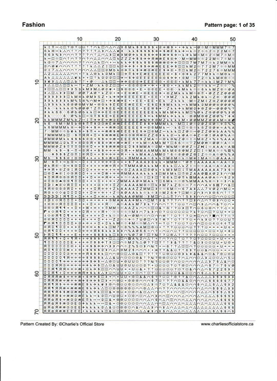 Counted Cross Stitch Fashion Full Coverage Digital Download PDF File (Copy) Charlie's Official Store
