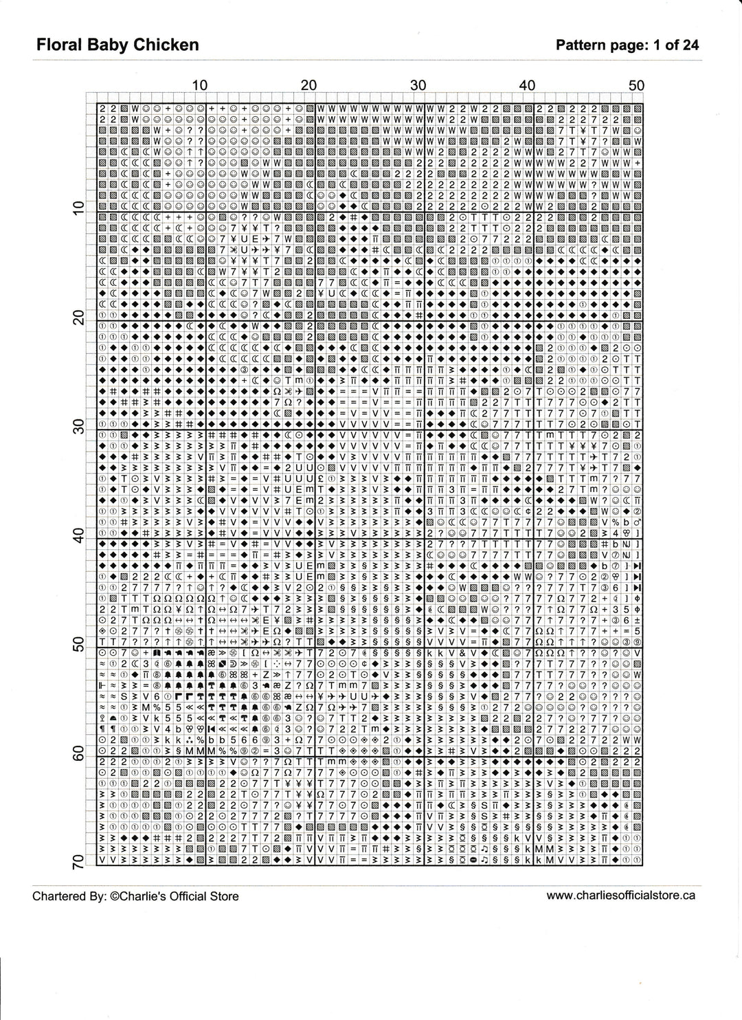 Counted Cross Stitch - Floral Baby Chicken - Digital Download PDF download file (Copy) Charlie's Official Store