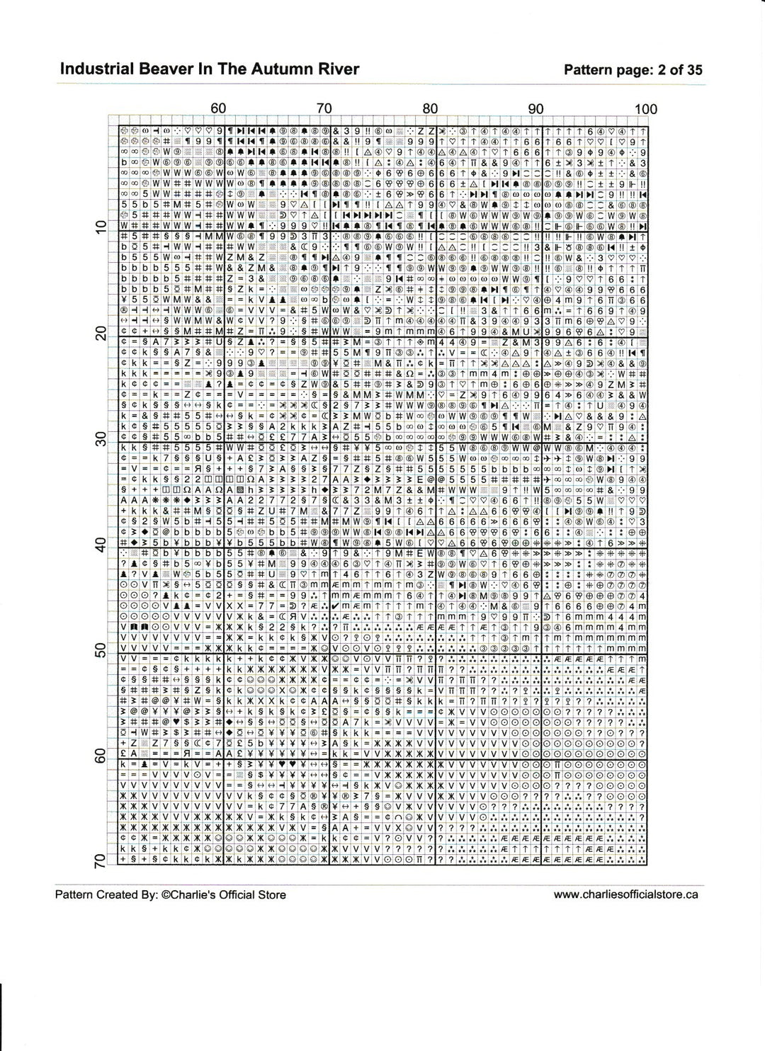 Counted Cross Stitch -Industrial Beaver In The Autumn River - Full Coverage Digital Download PDF File Charlie's Official Store