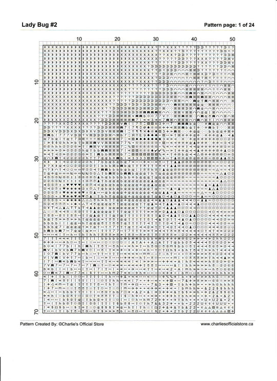 Counted Cross Stitch - Lady Bug #2 - Digital Download PDF download file (Copy) Charlie's Official Store