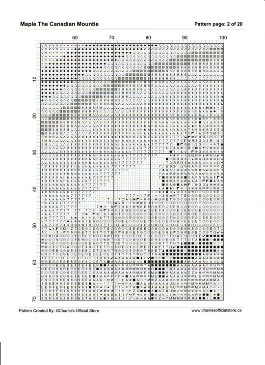 Counted Cross Stitch - Maple The Canadian Mountie - Digital Download PDF download file