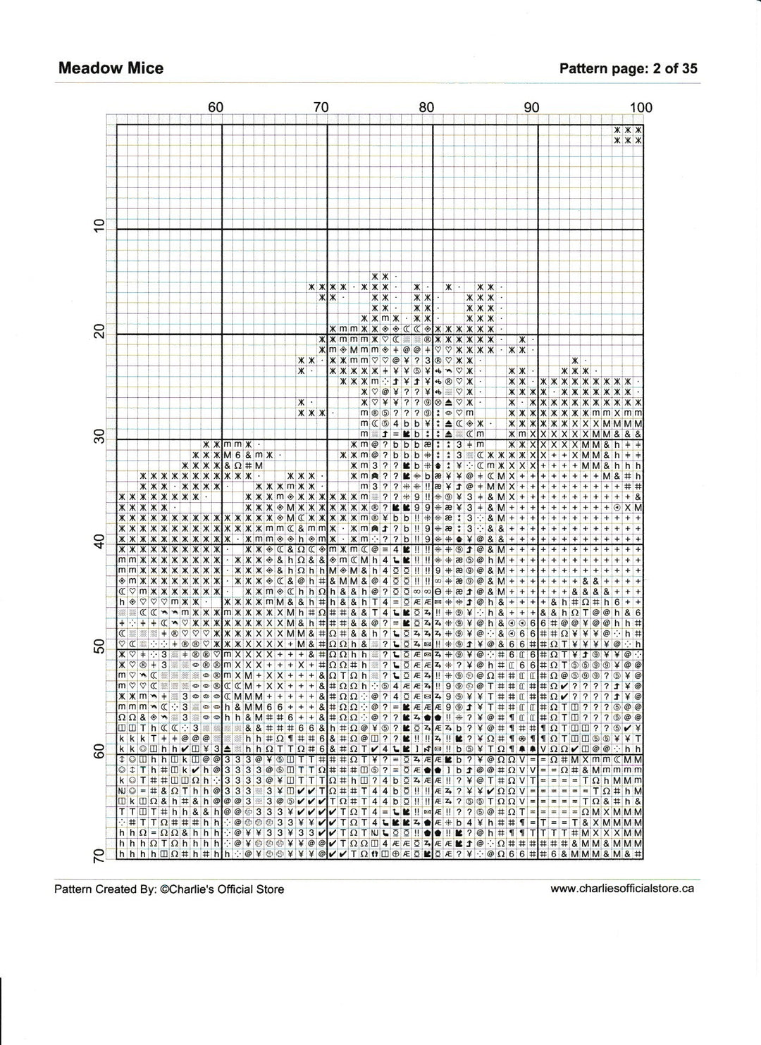 Counted Cross Stitch - Meadow Mice - Full Coverage Digital Download PDF File Charlie's Official Store