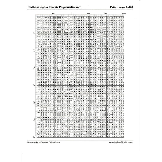 Counted Cross Stitch - Northern Lights Cosmic Pegusus / Unicorn - Digital Downlod PDF Charlie's Official Store