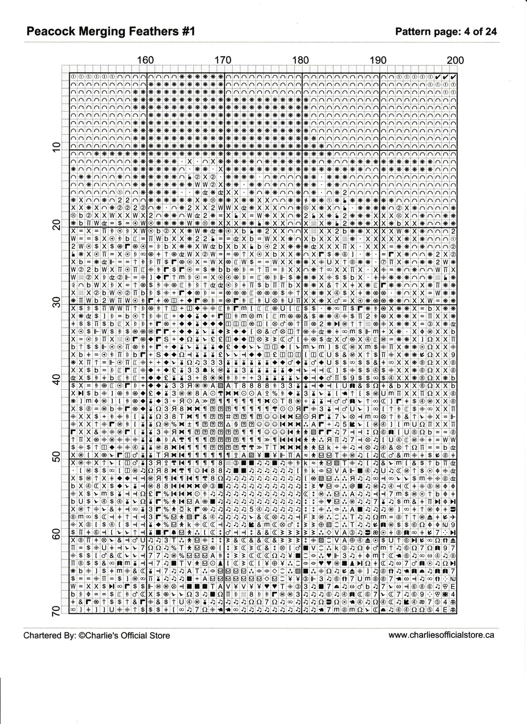 Counted Cross Stitch - Peacock Merging Feathers #1 - Digital Download PDF download file (Copy) Charlie's Official Store