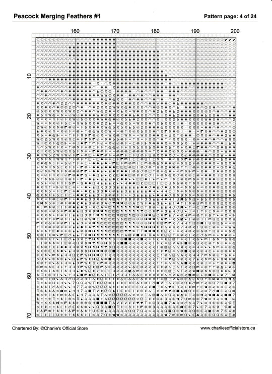 Counted Cross Stitch - Peacock Merging Feathers #1 - Digital Download PDF download file (Copy) Charlie's Official Store