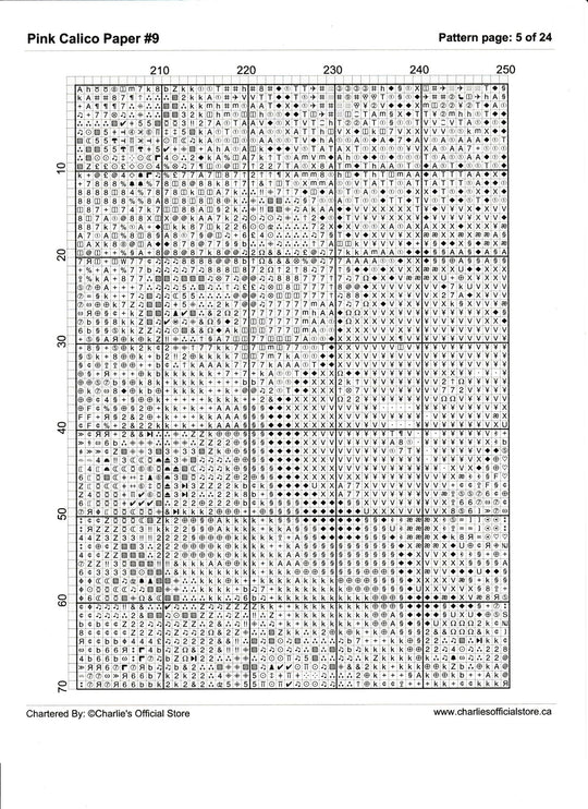 Counted Cross Stitch - Pink Calico Paper #9 - Digital Download PDF download file (Copy) (Copy) Charlie's Official Store