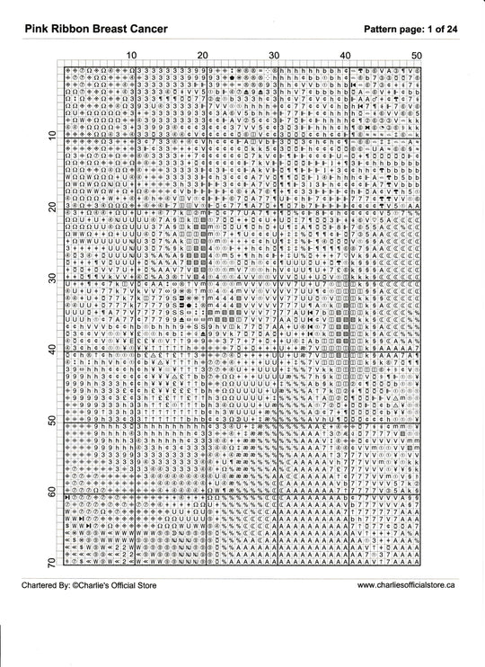 Counted Cross Stitch - Pink Ribbon Breast Cancer - Digital Download PDF download file (Copy) Charlie's Official Store