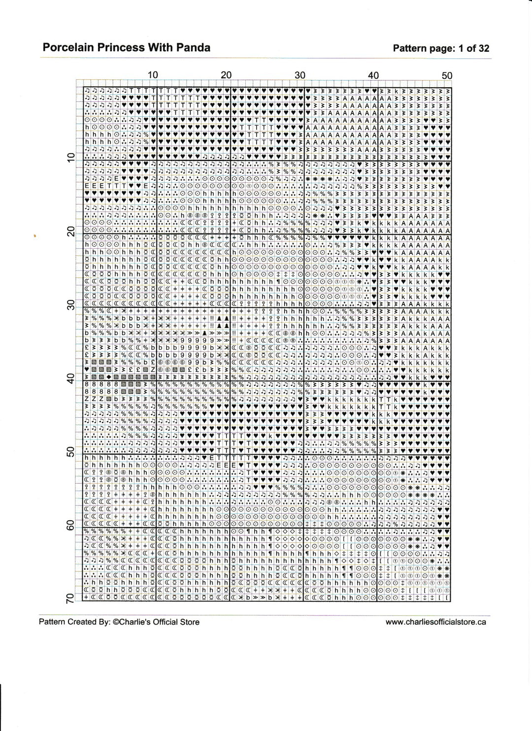 Counted Cross - Porcelain Princess With Panda - Full Coverage Digital Download PDF Format