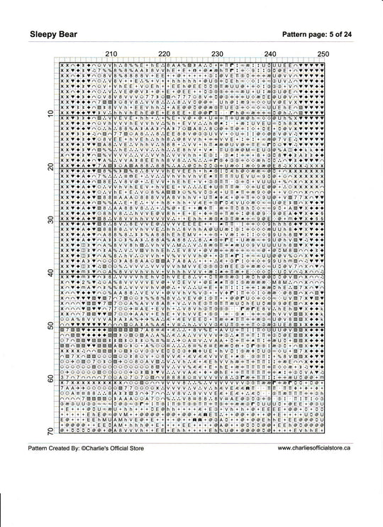 Counted Cross Stitch - Sleepy Bear - Digital Download PDF download file